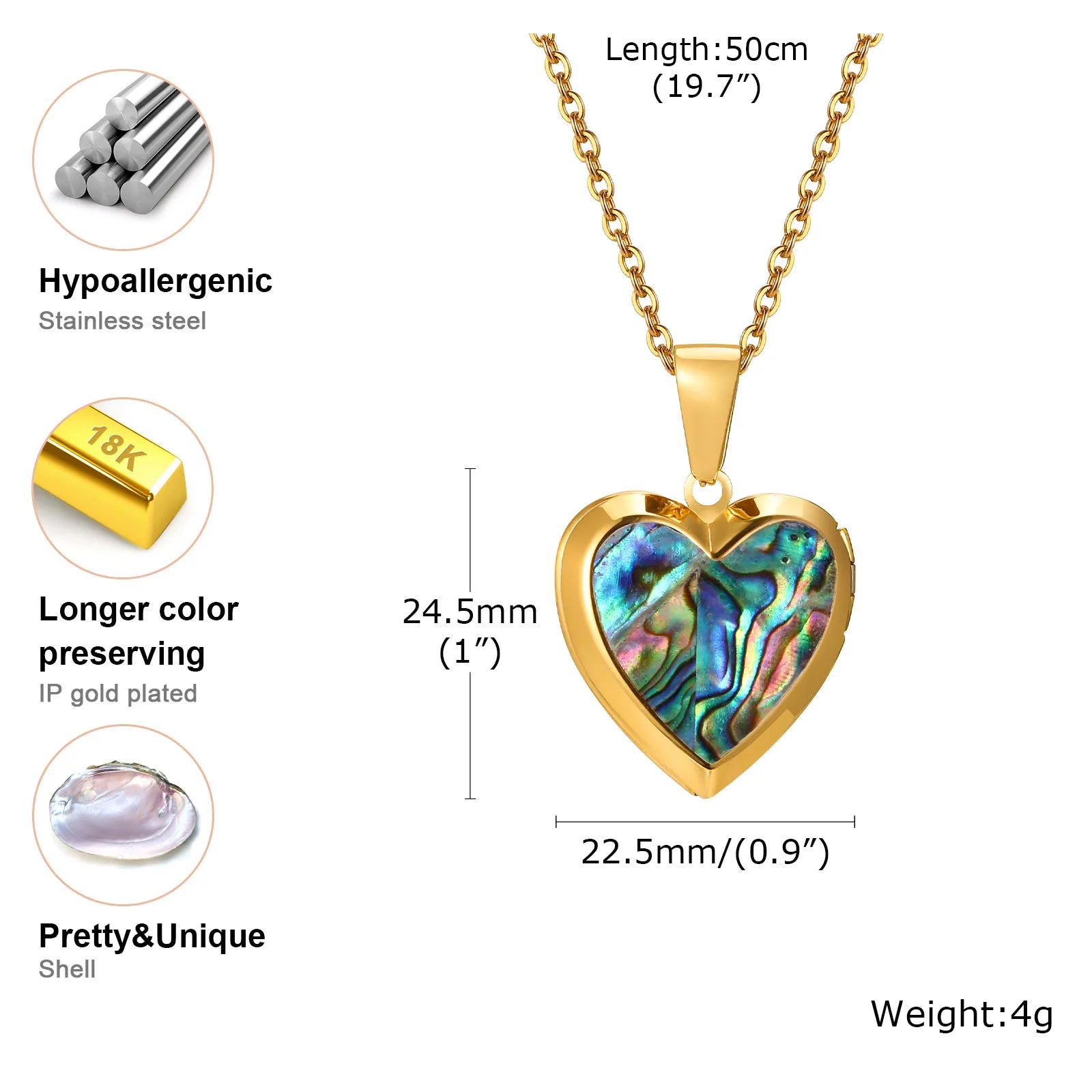 Light Heart Locket Pendants for Women Men Openable Photo Frame Glossy Stainless Steel Necklaces Family Love Collar
