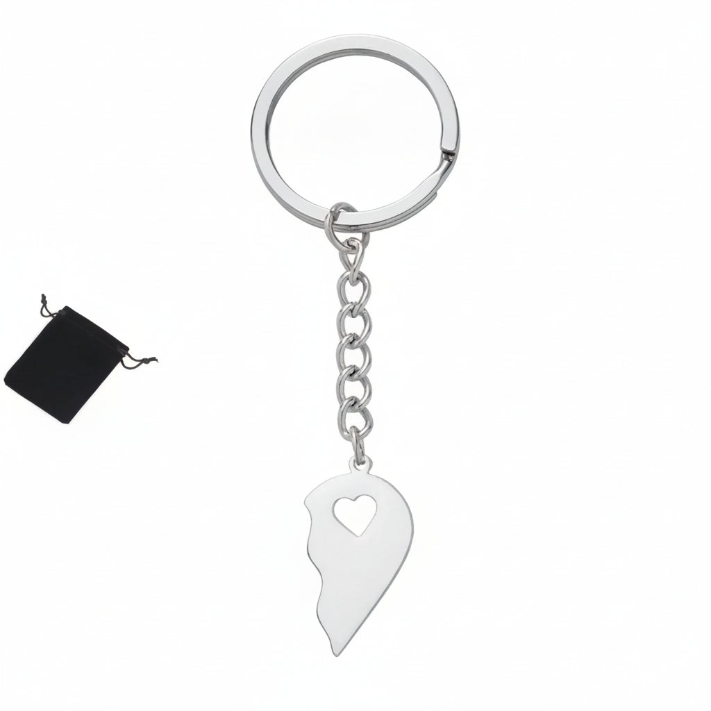 Customized Name Half Heart Keychain Stainless Steel Couple Heart Engraved Keychain Couple Key Bag Accessories Jewelry Gifts