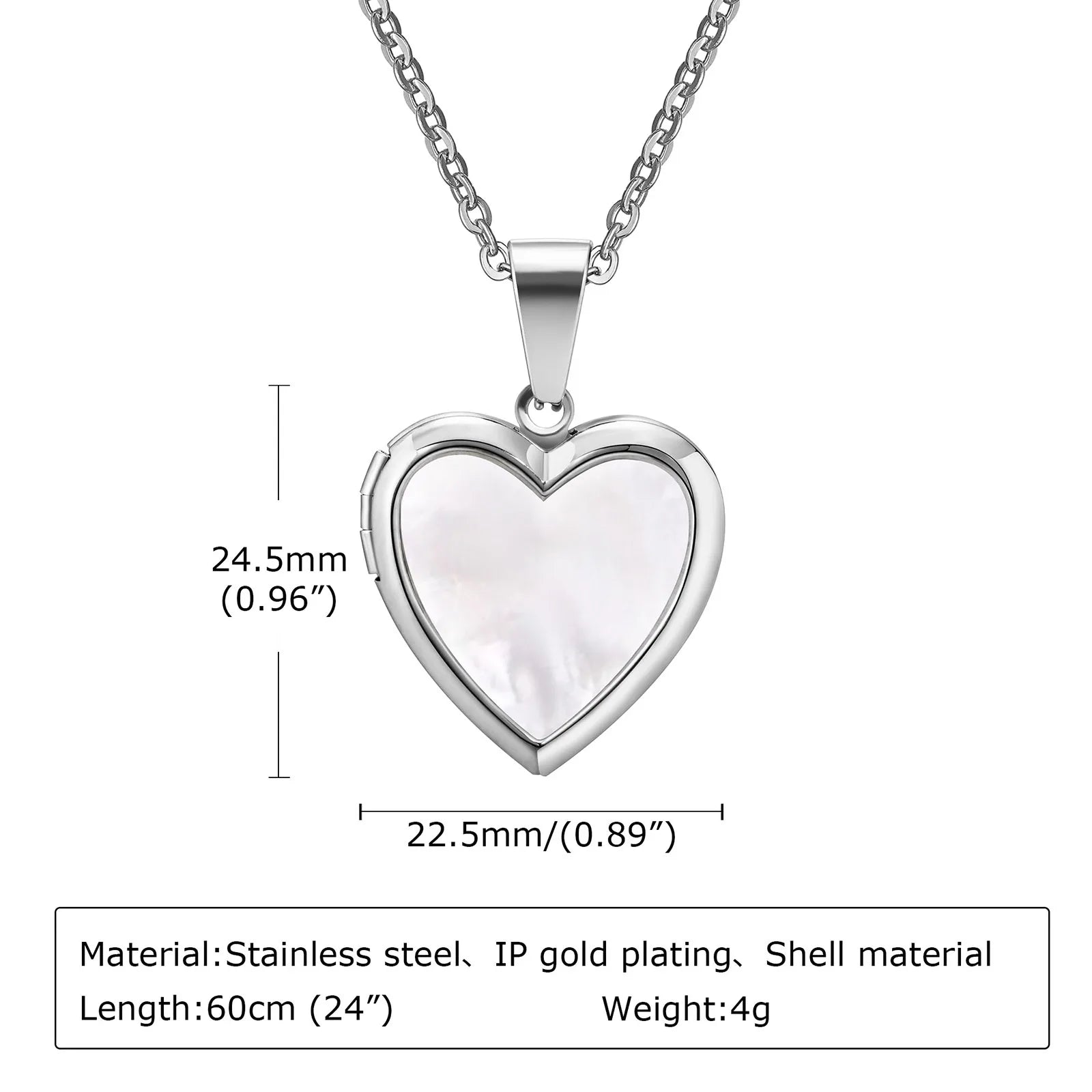 Light Heart Locket Pendants for Women Men Openable Photo Frame Glossy Stainless Steel Necklaces Family Love Collar