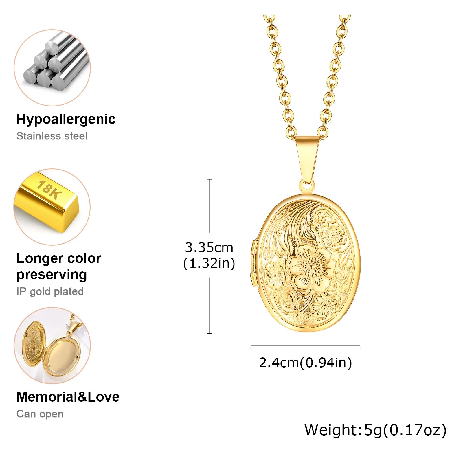 Light Heart Locket Pendants for Women Men Openable Photo Frame Glossy Stainless Steel Necklaces Family Love Collar