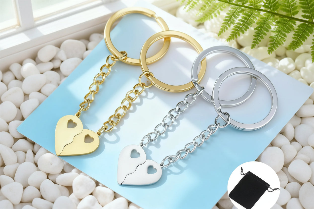 Customized Name Half Heart Keychain Stainless Steel Couple Heart Engraved Keychain Couple Key Bag Accessories Jewelry Gifts