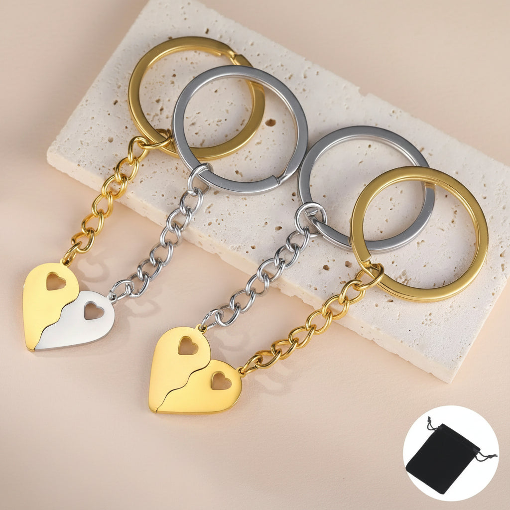 Customized Name Half Heart Keychain Stainless Steel Couple Heart Engraved Keychain Couple Key Bag Accessories Jewelry Gifts