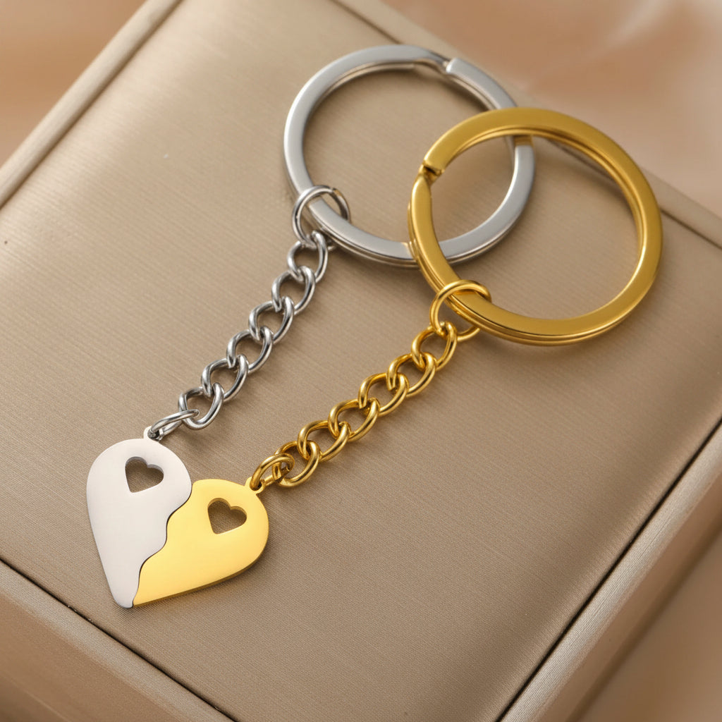 Customized Name Half Heart Keychain Stainless Steel Couple Heart Engraved Keychain Couple Key Bag Accessories Jewelry Gifts