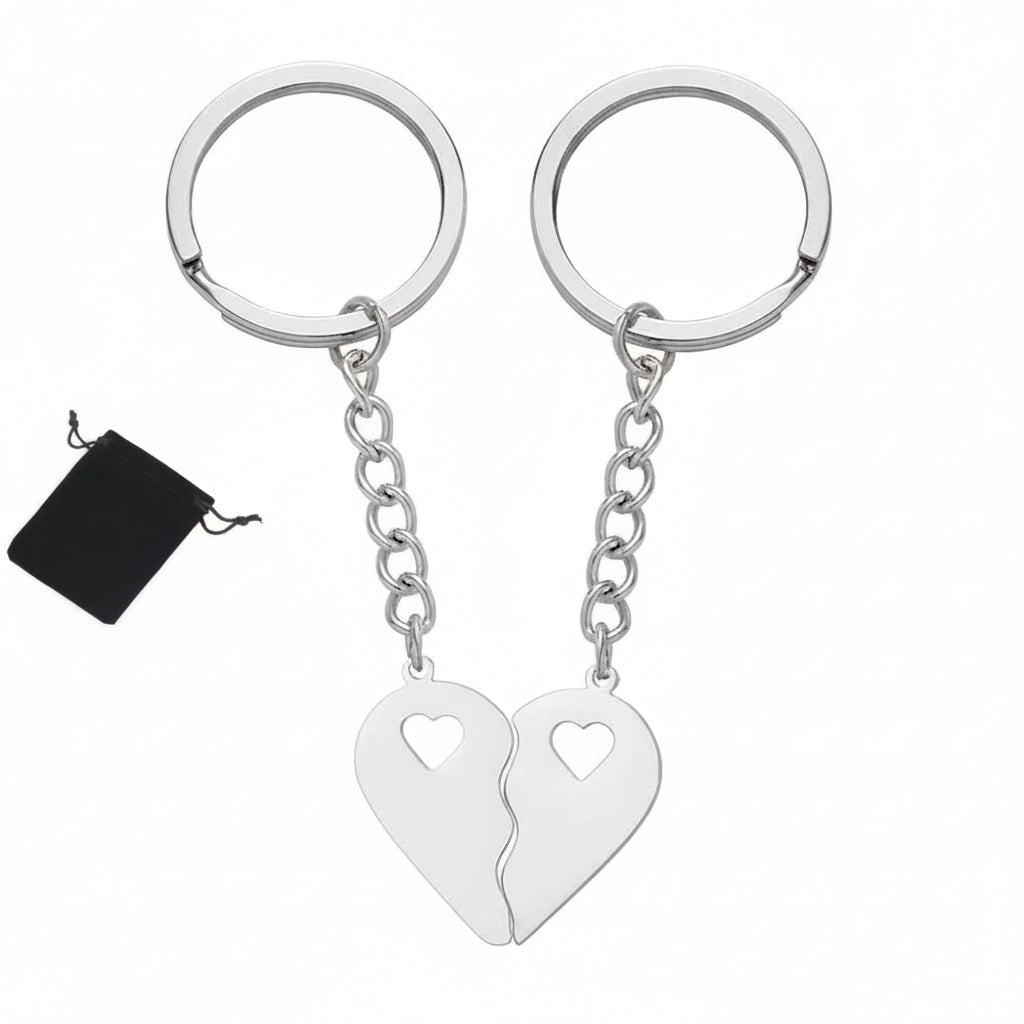 Customized Name Half Heart Keychain Stainless Steel Couple Heart Engraved Keychain Couple Key Bag Accessories Jewelry Gifts