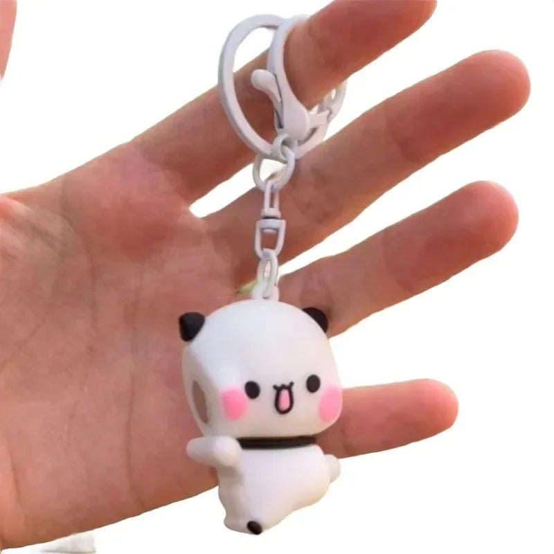 、、Cartoon Panda Bubu Dudu Magnetic Keychain Cute Backpack Pendant with Toy Figures Couple Accessories Ideal Fantasy Themed Gift