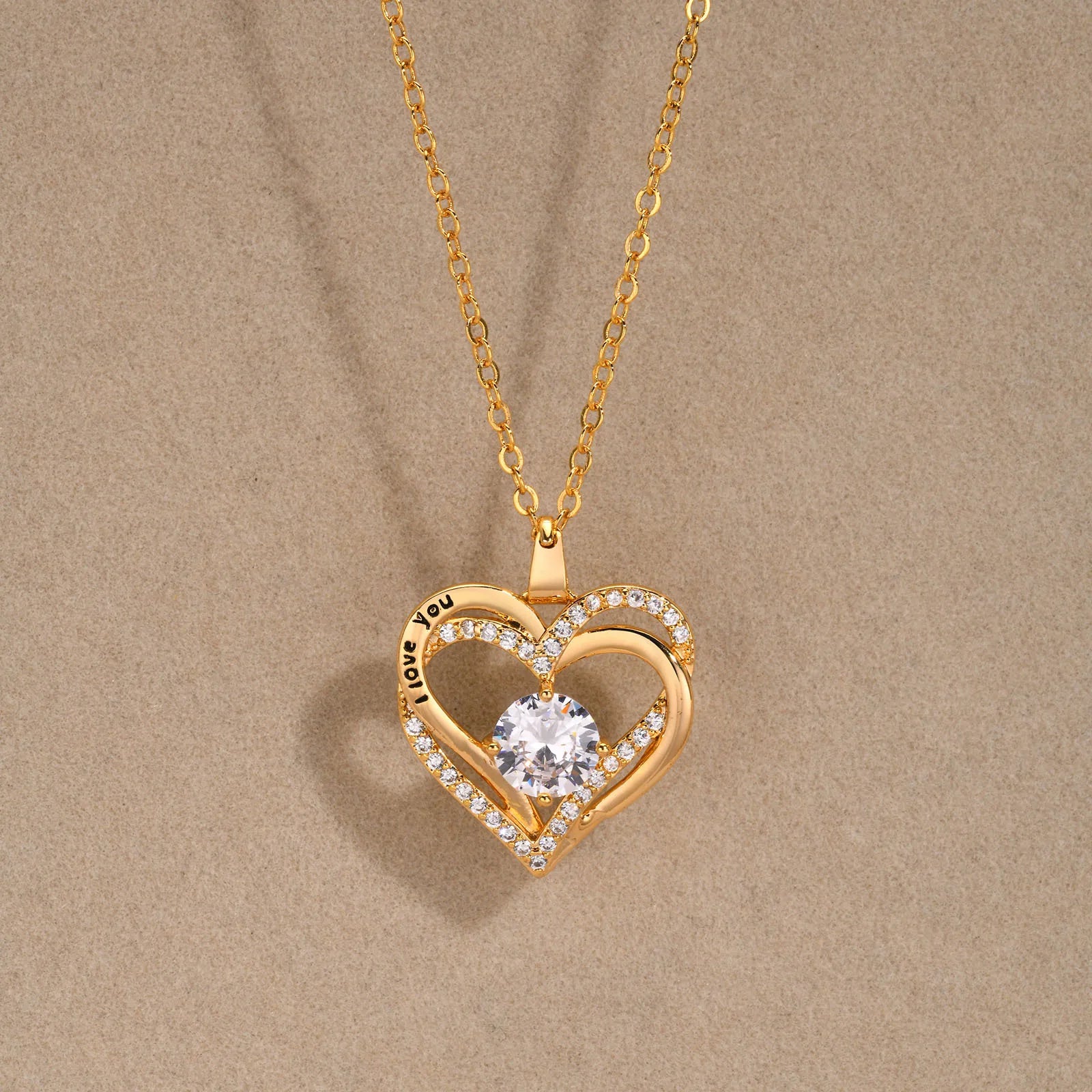 Heart Woman Necklace Birthstone Heart I Love You Jewelry for Wedding Birthday Party Mom Girlfriend Valentine'S Day Gift