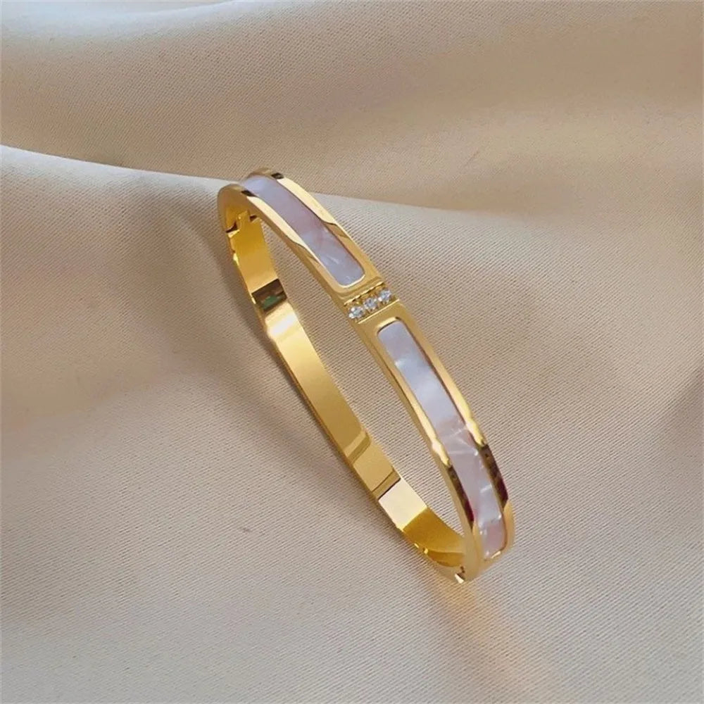 Classic Women'S Stainless Steel Bracelets Multiple Gold Color Non-Fading Bangles Fashion Jewelry Accessory Gift