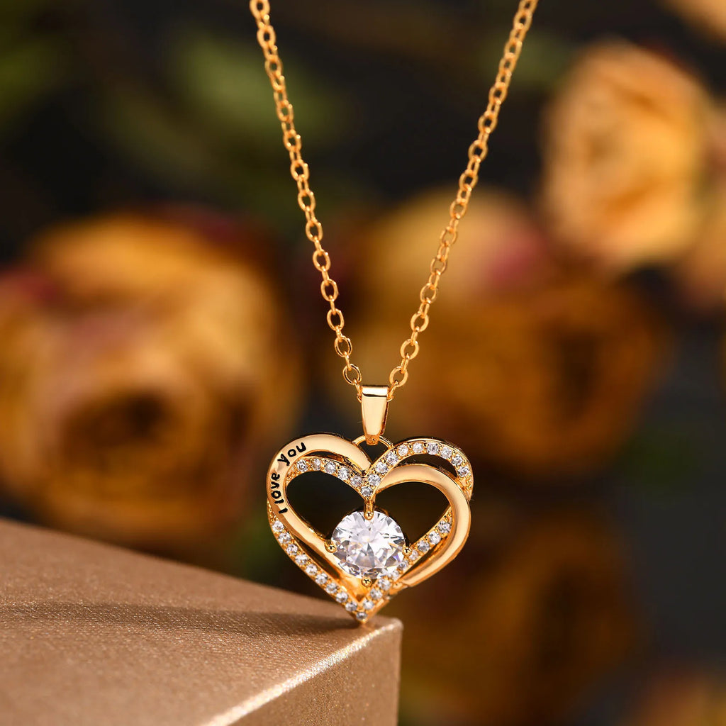 Heart Woman Necklace Birthstone Heart I Love You Jewelry for Wedding Birthday Party Mom Girlfriend Valentine'S Day Gift