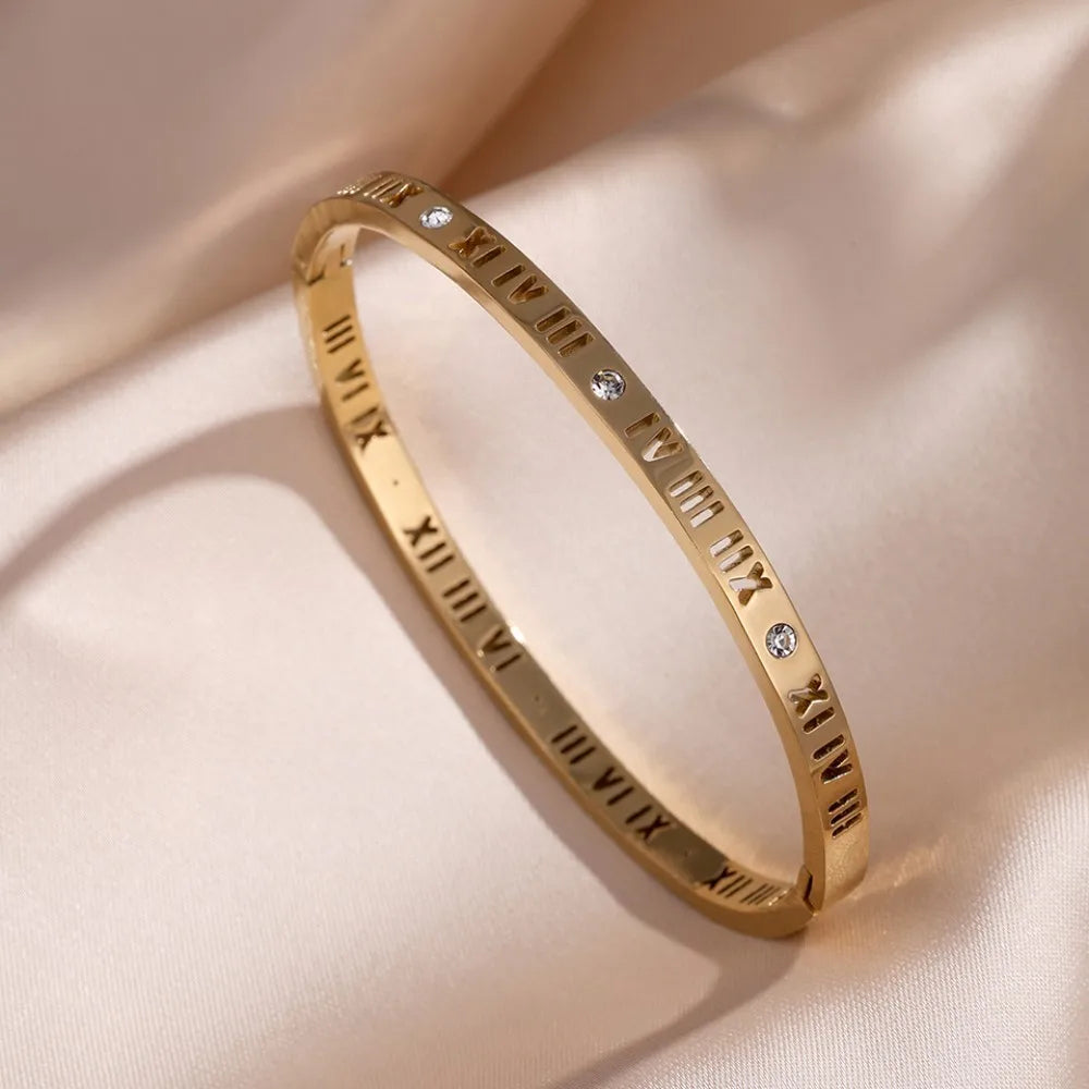Classic Women'S Stainless Steel Bracelets Multiple Gold Color Non-Fading Bangles Fashion Jewelry Accessory Gift