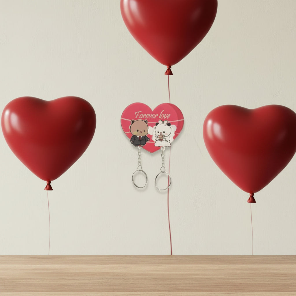 Key Holder Wall Matching Heart Couples Keychains Hanger Acrylic Keychain Home Decorative Gift for Mom Dad Boyfriend Girlfriend