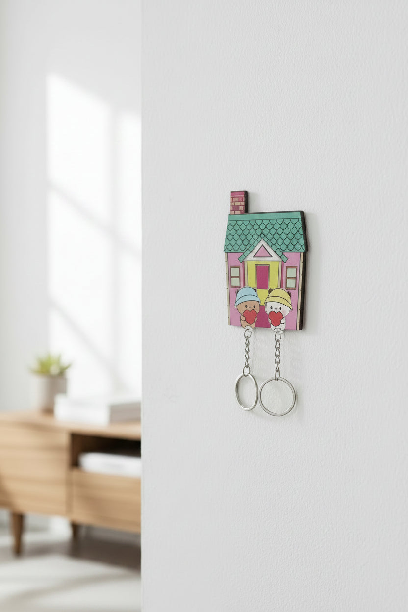 Key Holder Wall Matching Heart Couples Keychains Hanger Acrylic Keychain Home Decorative Gift for Mom Dad Boyfriend Girlfriend