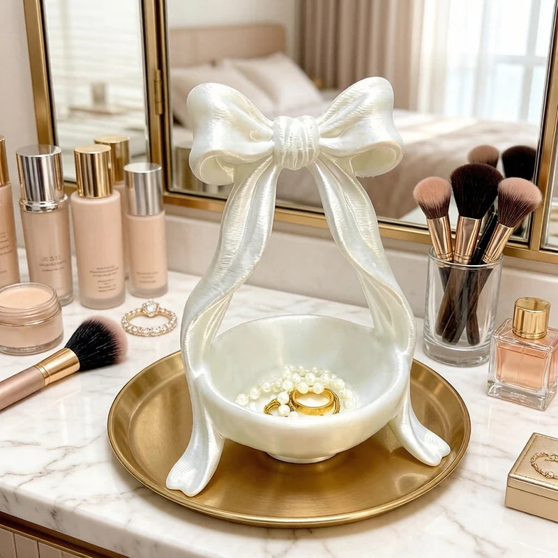 3D Printing Bow-Shaped Storage Tray INS Lolita-Style Princess Dress Makeup Brush Pen Holder Desktop Cosmetic Jewelry Storage Box