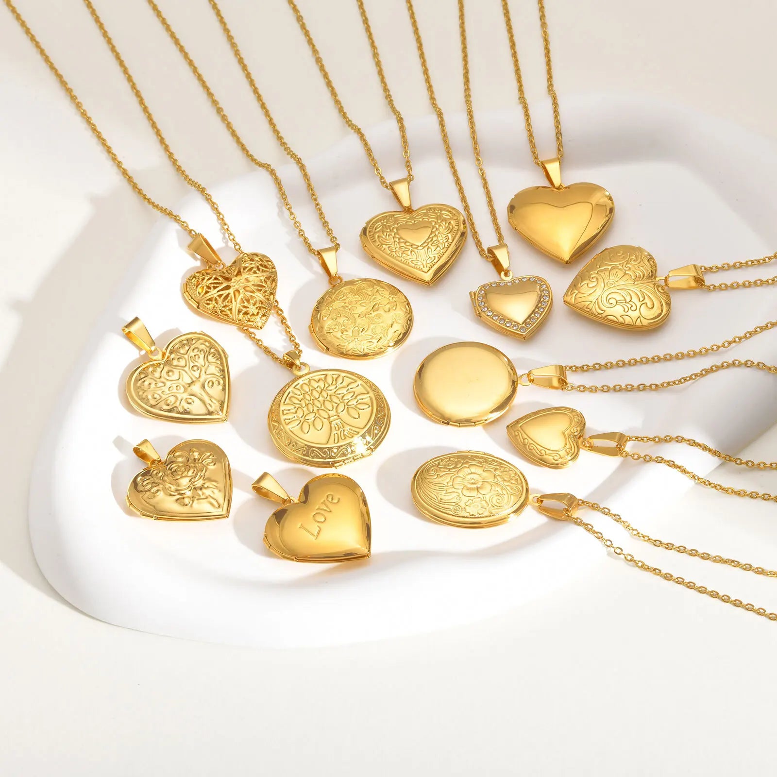 Light Heart Locket Pendants for Women Men Openable Photo Frame Glossy Stainless Steel Necklaces Family Love Collar